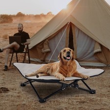 Raised Dog Bed Elevated Dog Cooling Bed Folding Dog Camping Bed, Grey 70*70*20cm