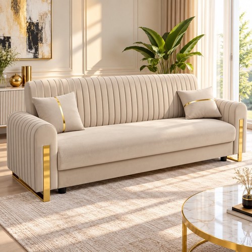Seater plush velvet sofa bed - 3,