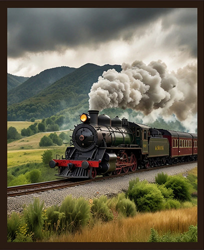 36in steam engine train panel - steam,
