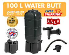 100 Litre Strata Ward Slimline Garden Water Butt - Stand, Tap, Filler, Lid BLACK