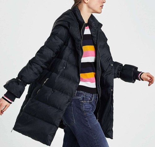 Zara navy blue coat quilted - zara,