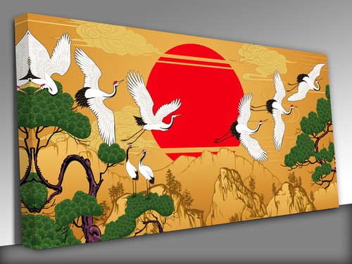 Landscape with japanese cranes - landscape,