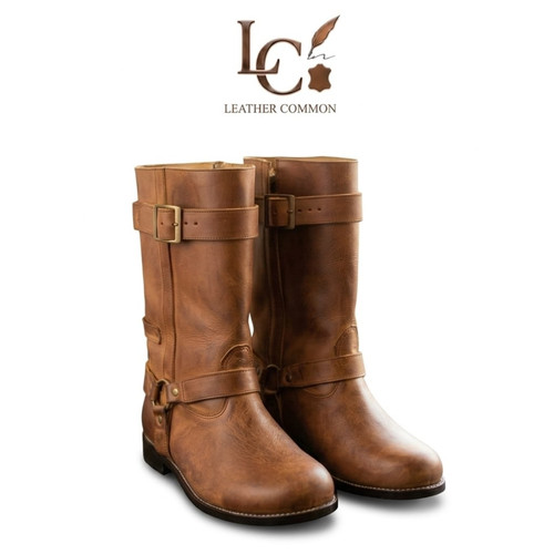 Brown leather engineer - engineer, boots