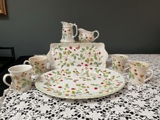 Vintage Queens Fine Bone China “Sweet Strawberry” Tea & Serveware Set – 8 Piece