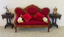Dolls House Furniture - Victorian Style Sofa, End Tables & Accessories