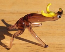 (1026) Vintage Lampwork  Art Glass cute Deer Stag Yellow Antlers. Free P&P in UK