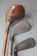 Antique vintage hickory golf club memorabilia. 3 hickory clubs