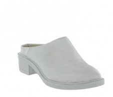 Marta Jonsson Womens UK 4 EU 37 White Leather Chunky Mid Heel Slip On Mule Shoes