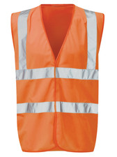 Hi Vis Orange Waistcoat XL –Orbit Int. HVW03 Reflective Safety Vest - New