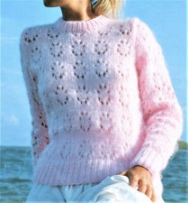 Brushed Chunky Ladies Pretty Sweater LAMINATED Knitting Pattern 32-40 bust