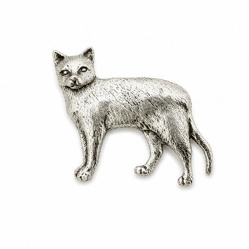 Pewter burmese cat badge pin - pewter,
