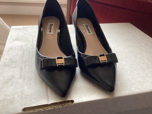 Dune black leather kitten - , heel