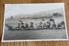 PAPAU NEW GUINEA LABOURERS IN TRIBAL HEADDRESS FOR A DANCE REAL PHOTO c1950