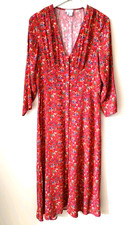 GHOST * LONDON * SIZE L RED FLORAL DITSY PRINT LADIES MIDI TEA DRESS RRP £120