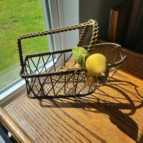Vtg woven wire wine - woven, cradle