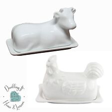 Traditional Porcelain Cow/Hen Shape Covered Butter Dish Tableware Kitchen