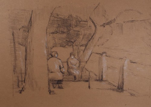 Original conte pastel figures - original, pastel,'figures