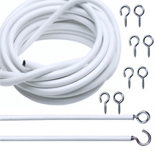 Net Curtain Wire Window Voile Cord Cable FREE HOOKS & EYES-  5 metres- 30 metres