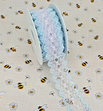 White - Pale Blue Eyelet