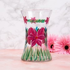 Red lily clear glass vase - red,