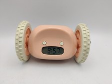 Clocky Pink Wheel Walking Alarm Clock Moving Light & Sound Working S7011