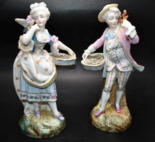 Pair Louis Philippe Limoges Porcelain Antique 19thC Figures . Meissen & LP Marks