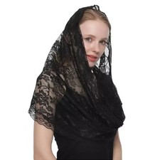 Black Lace Veil Thin Church