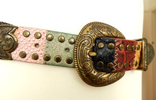 Nanni Ladies Belt Murano Glass Lozenge Mesh Italy Vintage Waist 32.5-34.5" Label