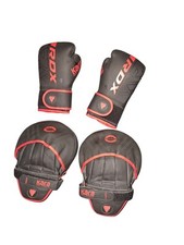 RDX Kids Boxing Gloves and Strike Pads 6Oz Colour Red And Black