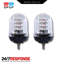 Clear Lens Amber Led Flashing Warning Beacon X2 For Kelsa Bar Van Truck Top