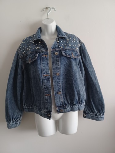 Pearl embellished denim jacket - pearl,