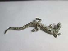Vintage Large Lizard Reptile Silver Tone Metal Brooch Pin