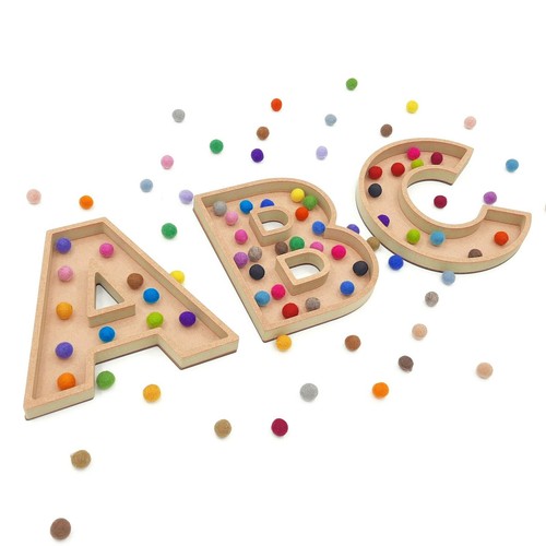 Open fillable letters - open, wood