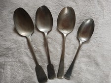 Antique Vintage Nickel Silver Serving Spoons x 4