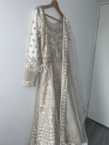White and gold nikah long - gold,