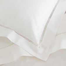 NEW The White Company linen cotton PILLOWCASE crochet  detail  SUPER KING white