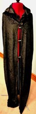 Ladies Long Black Velvety Hooded Cloak Cape Halloween Costume New One Size