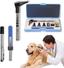 HUHKOUAE Veterinary Otoscope Kit,LED Vet Pet Cat Dog Ear Mirror Speculum