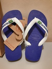 Havaianas Unisex Boys Girls Brasil Logo Flip Flops UK 13 - Marine Blue / EU31/32
