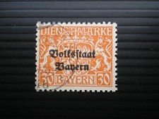 Bavaria 1919 Official. SG O222 (Mi 37) Used. 30pf Orange. CV£4.25
