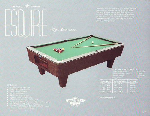 Esquire pool table flyer - pool,