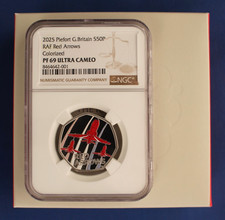 2025 Silver Proof Piedfort 50p "The Red Arrows" NGC Graded PF69 with Case & COA