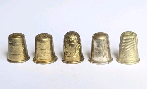 Brass thimbles monogrammed - 5x,