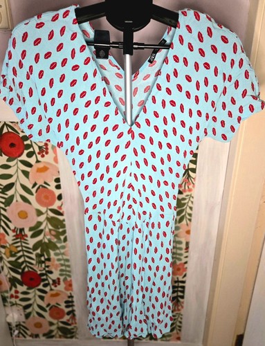 Zara blue red lips print - blue,