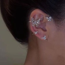 Butterfly Pair Silver Zircon