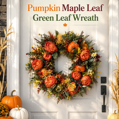 Large pumpkin wreath halloween - wreath,