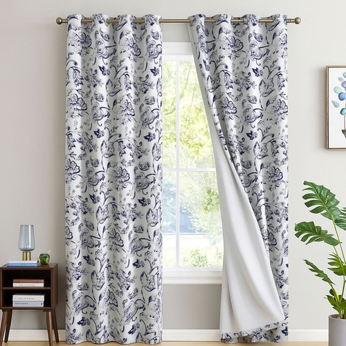 Floral blackout curtains pair - floral,