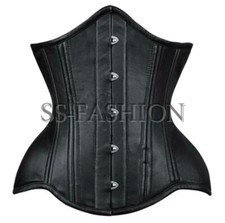 Heavy Duty Underbust Waist Trainer Double Steel Boned Genuine Leather Corset