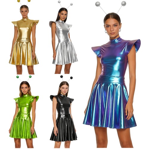 Shiny metallic robot dress - shiny,
