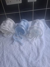 Hand Knitted Baby Girls Hat / Bonnets 0/3 Months Brand New